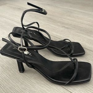 Black strappy heels
